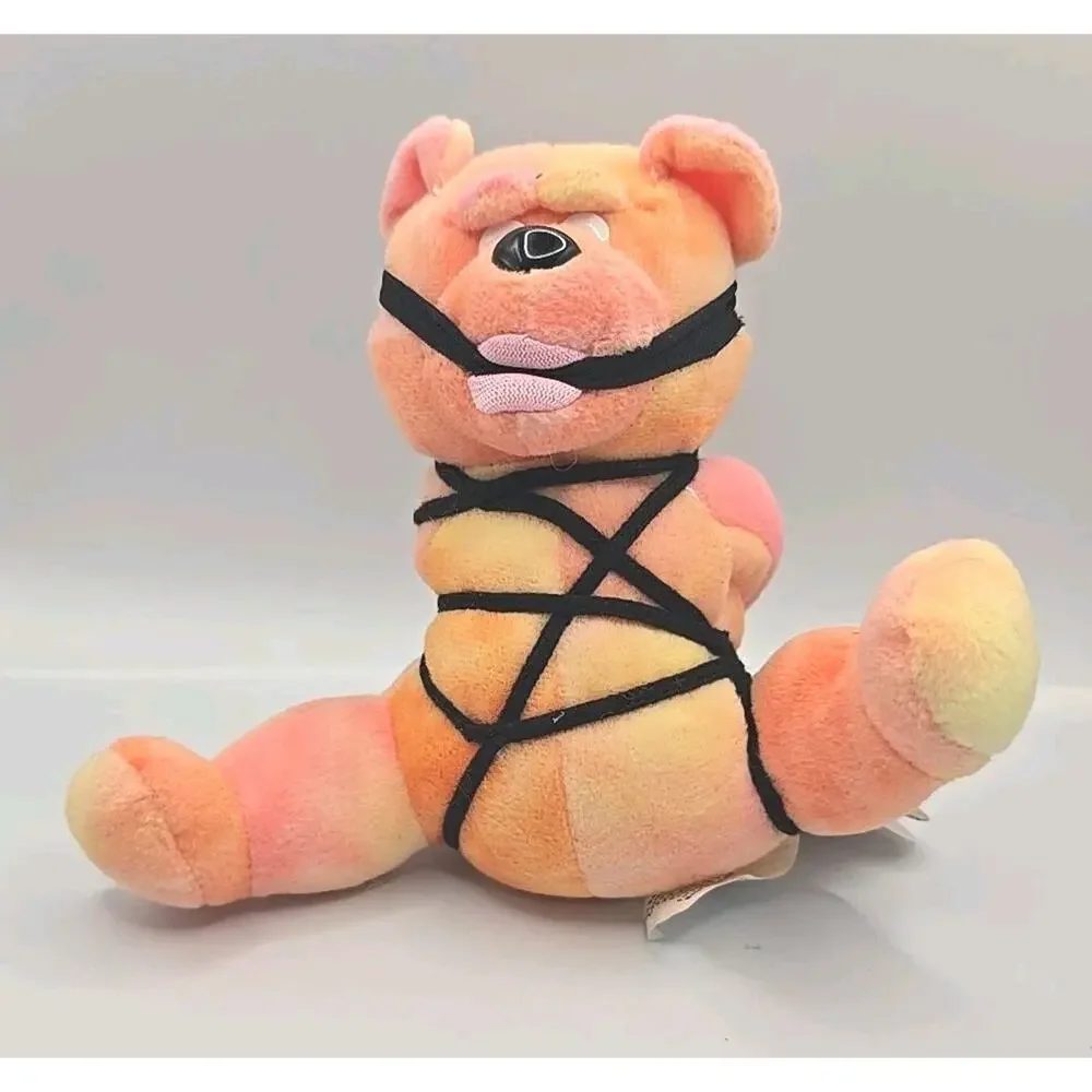 1999 Meanies Series 3‎ Tied The Bear Plush Orange Yellow w Tag BB27